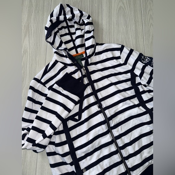Lauren Ralph Lauren Sweaters - Women's Large LRL Lauren Jeans Co. Ralph Lauren Striped Full Zip Hoodie Large